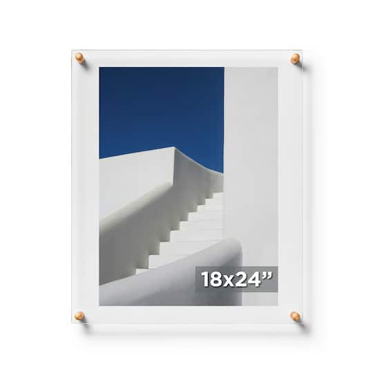 Cool Modern Frames Clear Acrylic Float Frame with Gold Hardware